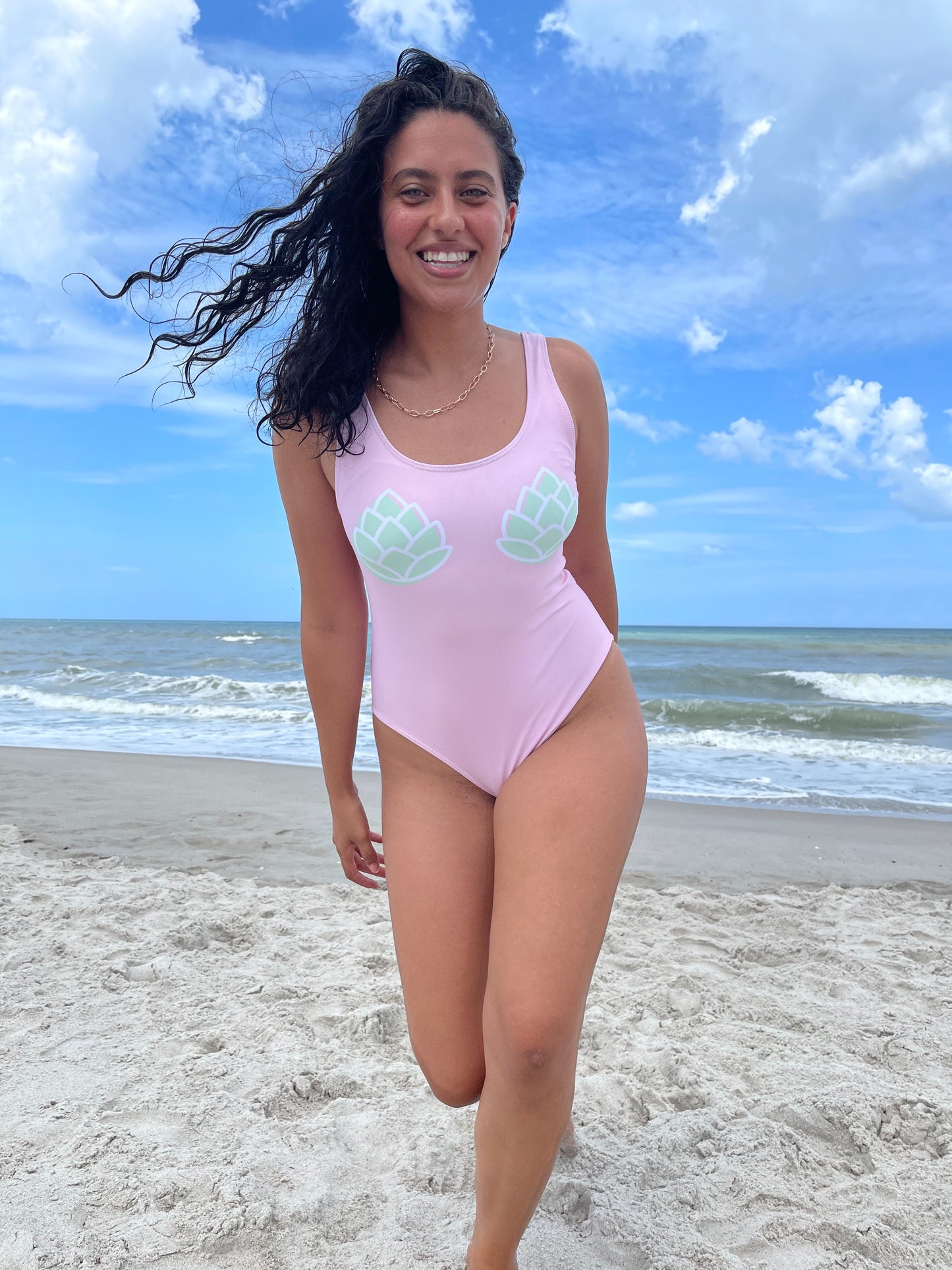 One-Piece Hoppy Boob Swimsuit (Pink)
