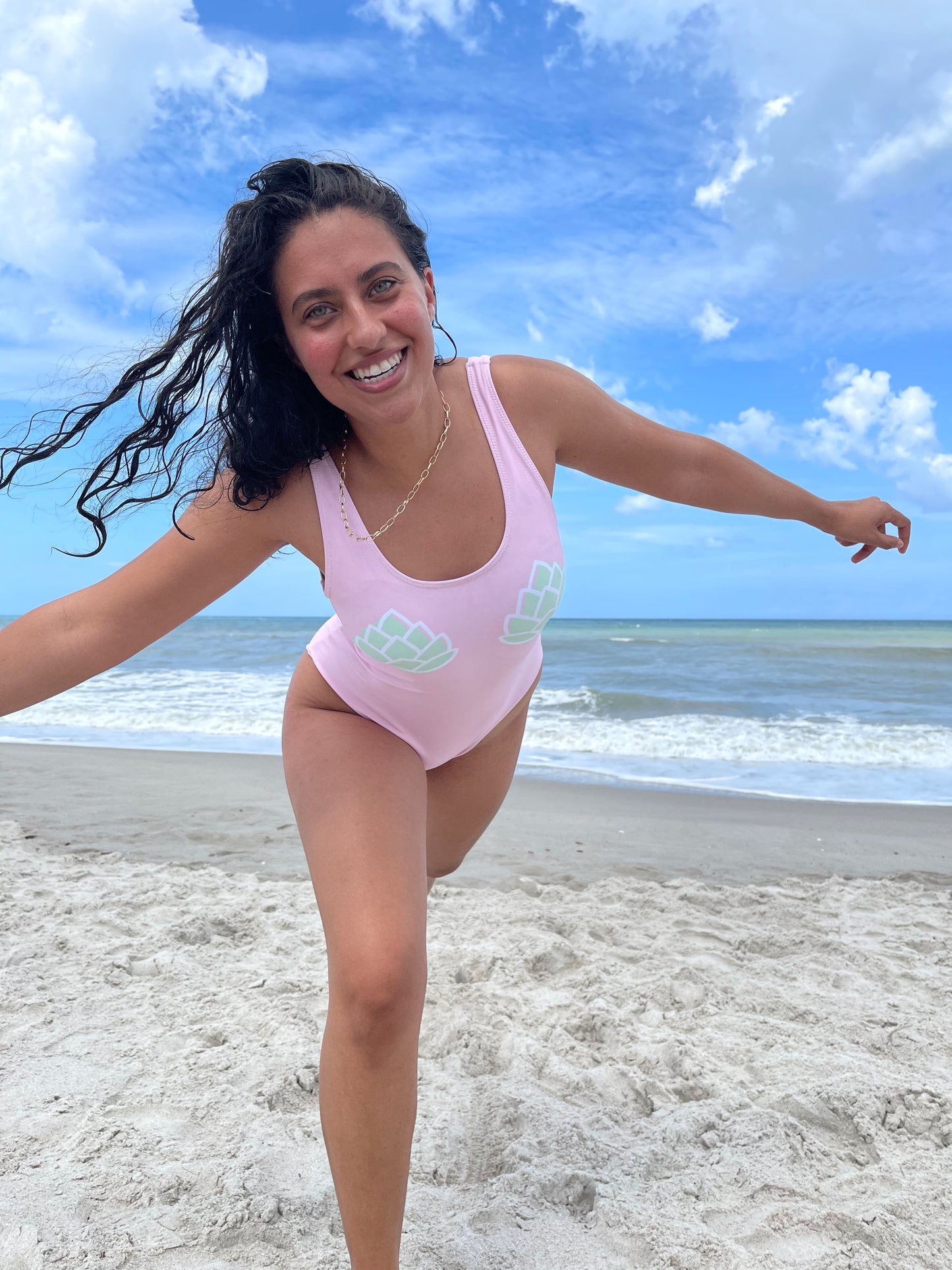 One-Piece Hoppy Boob Swimsuit (Pink)