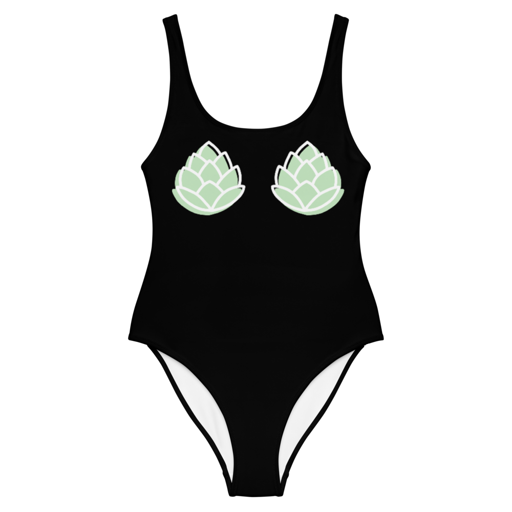 One-Piece Hoppy Boob Swimsuit (Black)