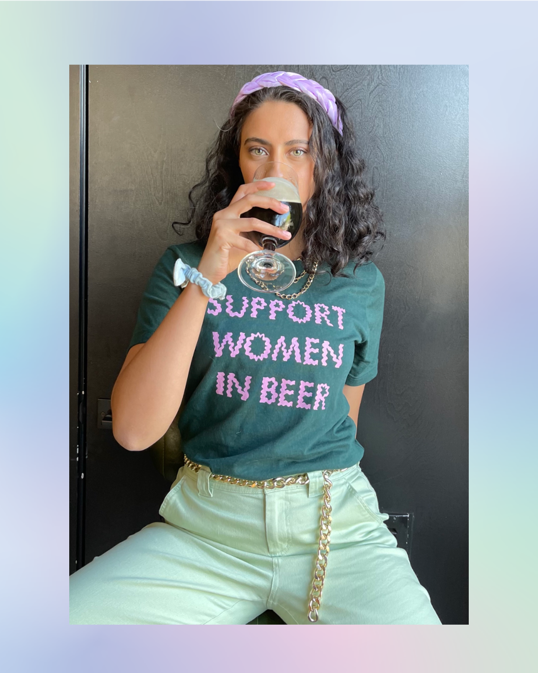 women drinking beer wearing support women in beer shirt